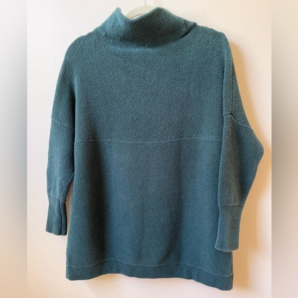 Free People Ottoman Slouchy Tunic Sweater Dress in Dark Turquoise - Picture 2 of 8